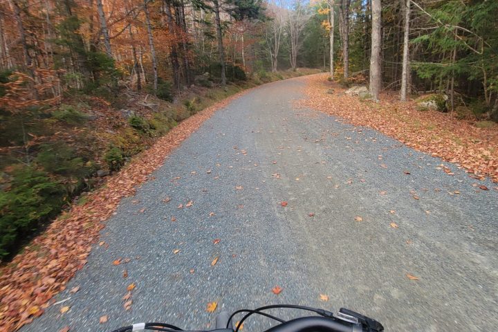 a motorcycle parked on the side of a road